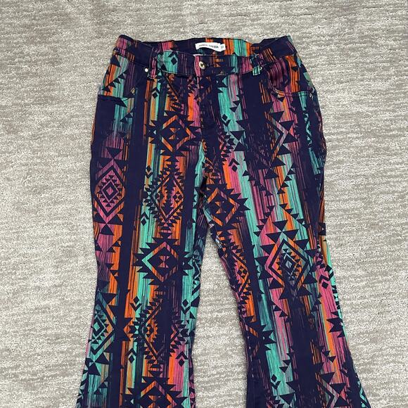 Ranch Dressn Pants Womens 10 Colorful Aztec Flare Bell Bottom Southwestern - Picture 2 of 15